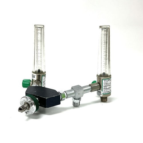 Medstar Dual O2 Flowmeter, Model 1687, w/ Y Block Assembly