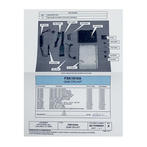 Newport Medical Field Service Kit FSK1910A GDM CPU Kit