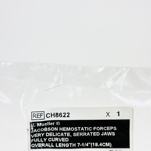 V.MUELLER CH8622 Jacobson Hemostatic Forceps Very Delicate,Serrated Jaws, 18.4cm