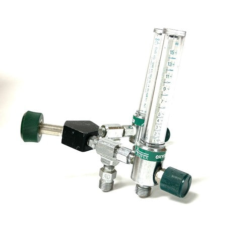 Amvex Corporation Dual O2 Flowmeter, Model O2, w/ Y Block Assembly