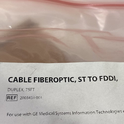 GE Healthcare REF 2003434-001 Fiber Optic Cable ST to FDDI Duplex 75 ft
