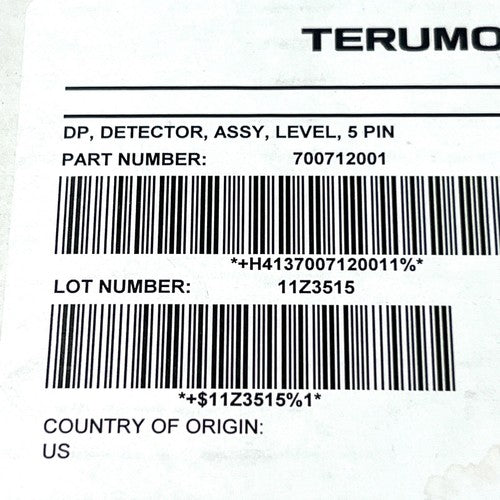 TerumoBCT P/N 700712001, DP Detector Assembly Level, 5 Pin