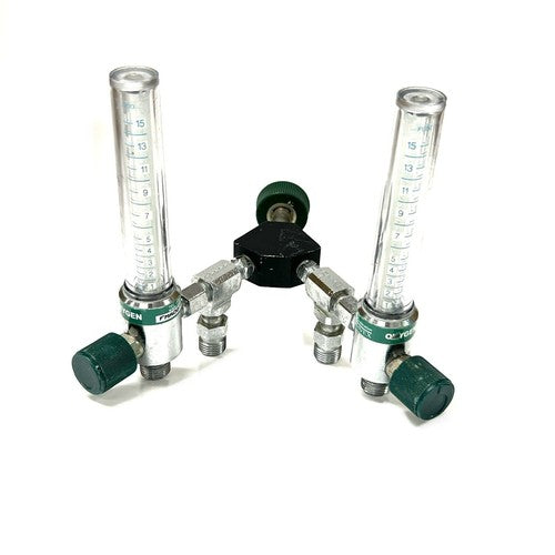 Amvex Corporation Dual O2 Flowmeter, Model O2, w/ Y Block Assembly