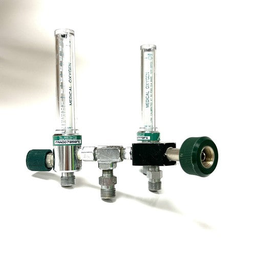 Amvex Corporation Dual O2 Flowmeter, Model O2, w/ Y Block Assembly