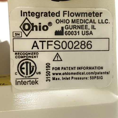 Ohio Medical Medical Air Integrated Flowmeter Med Air Flowmeter FI-T15UA-ON-E