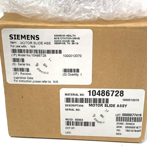 Siemens REF 10486728, Motor Slide Assembly, PN 1000012070
