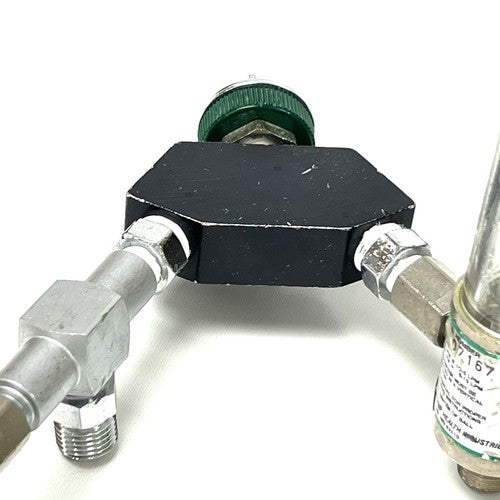 Medstar Dual O2 Flowmeter, Model 1687, w/ Y Block Assembly