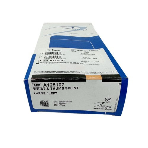 Deroyal Ref A125107 WRIST & Thumb SPLINT Large/ Left