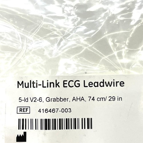 GE REF 416467-003 Multi-Link ECG Leadwire 5-ld V2-6, Grabber, AHA, 74 cm/ 29 in