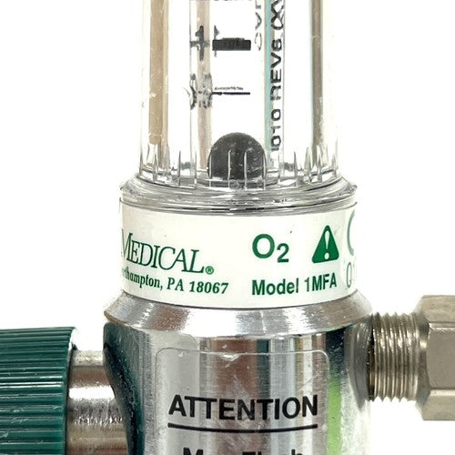 Precision Medical Dual O2 Flowmeter, Model 1MFA, w/ Y Block Assembly