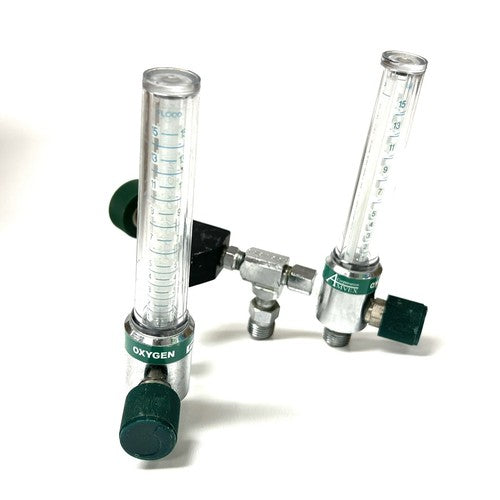 Amvex Corporation Dual O2 Flowmeter, Model O2, w/ Y Block Assembly
