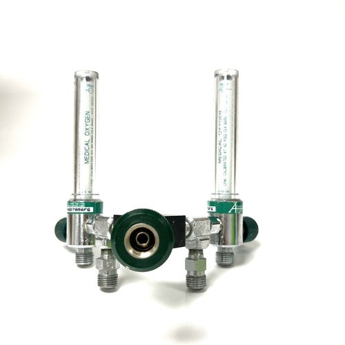 Amvex Corporation Dual O2 Flowmeter, Model O2, w/ Y Block Assembly