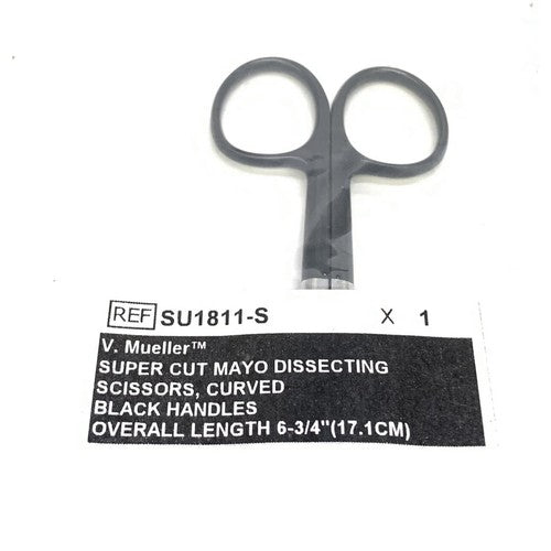V.Mueller SU1811-S Super Cut Mayo Dissecting Scissors Curved Black Handle 6-3/4”
