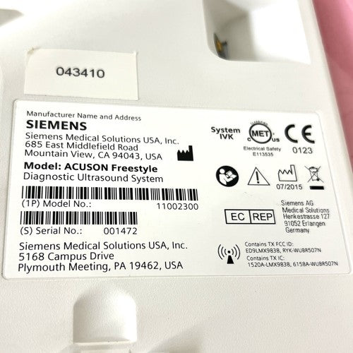 Siemens Acuson Model 11002300, Freestyle Wireless Ultrasound System, No Probe