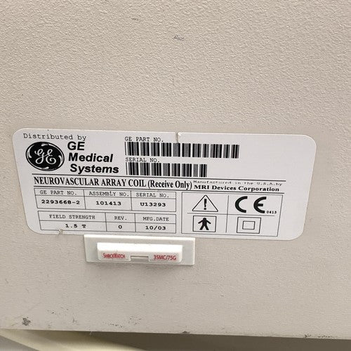 GE REF 2293668-2, Neurovascular Array Coil, Receive only, Missing Mirror