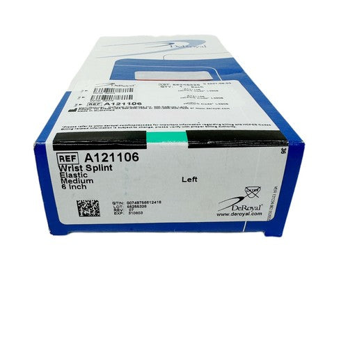 Deroyal Ref A121106 Wrist Splint Elastic Medium 6 Inch Left