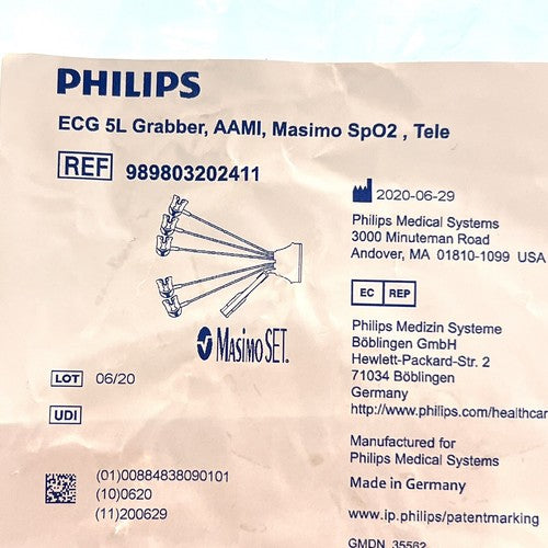 Philips REF 989803202411, ECG 5L Grabber AAMI, Tele Cable
