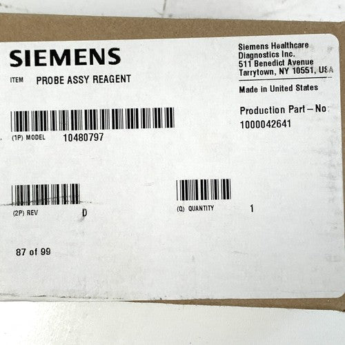 Siemens REF 10480797, Probe Assembly Reagent, P/N 1000042641