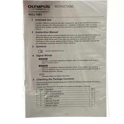 Olympus MAJ-1663 EUS Arm Mount Kit w/ Fixing kit