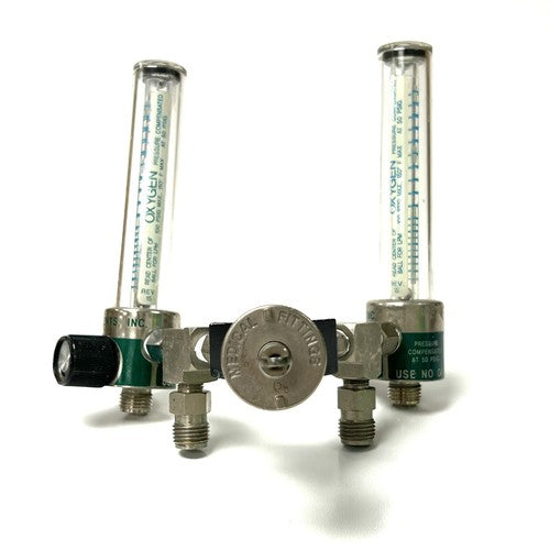 Key Instruments Dual O2 Flowmeter, Model O2, w/ Y Block Assembly