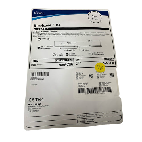 BOSTON SCIENTIFIC REF M00545900 Hurricane RX Biliary Balloon Dilatation Catheter 4mm x 4cm, Exp.2025/10