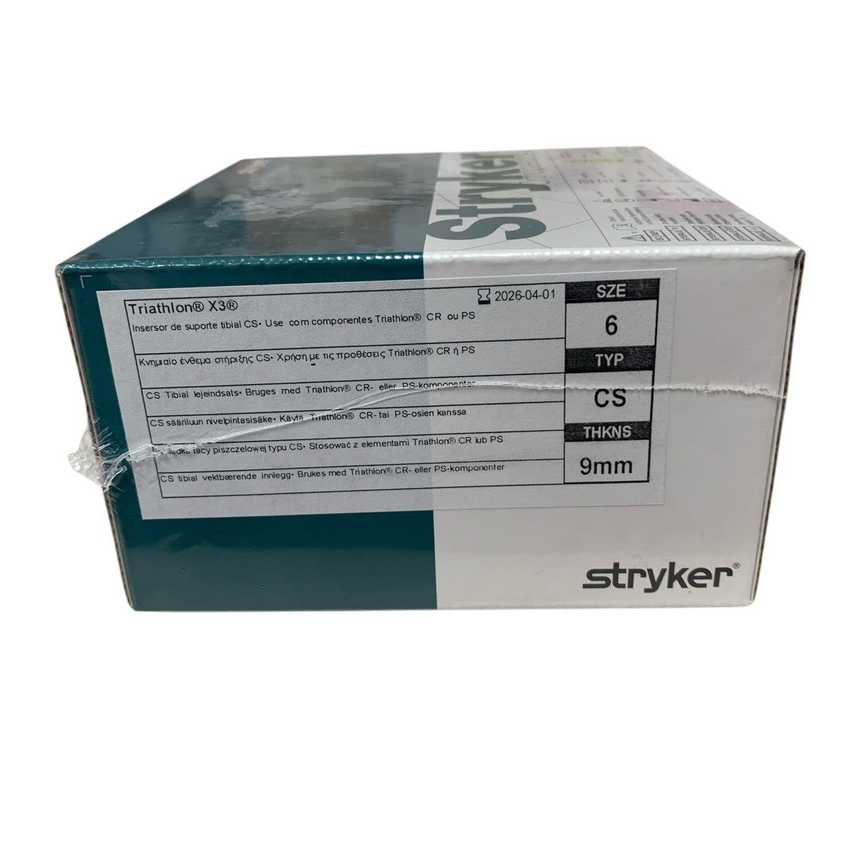 STRYKER 5531-G-609-E Triathlon X3 Tibial Bearing Insert CS Size 6 TYP CS THKNS 9mm Exp 2026 04