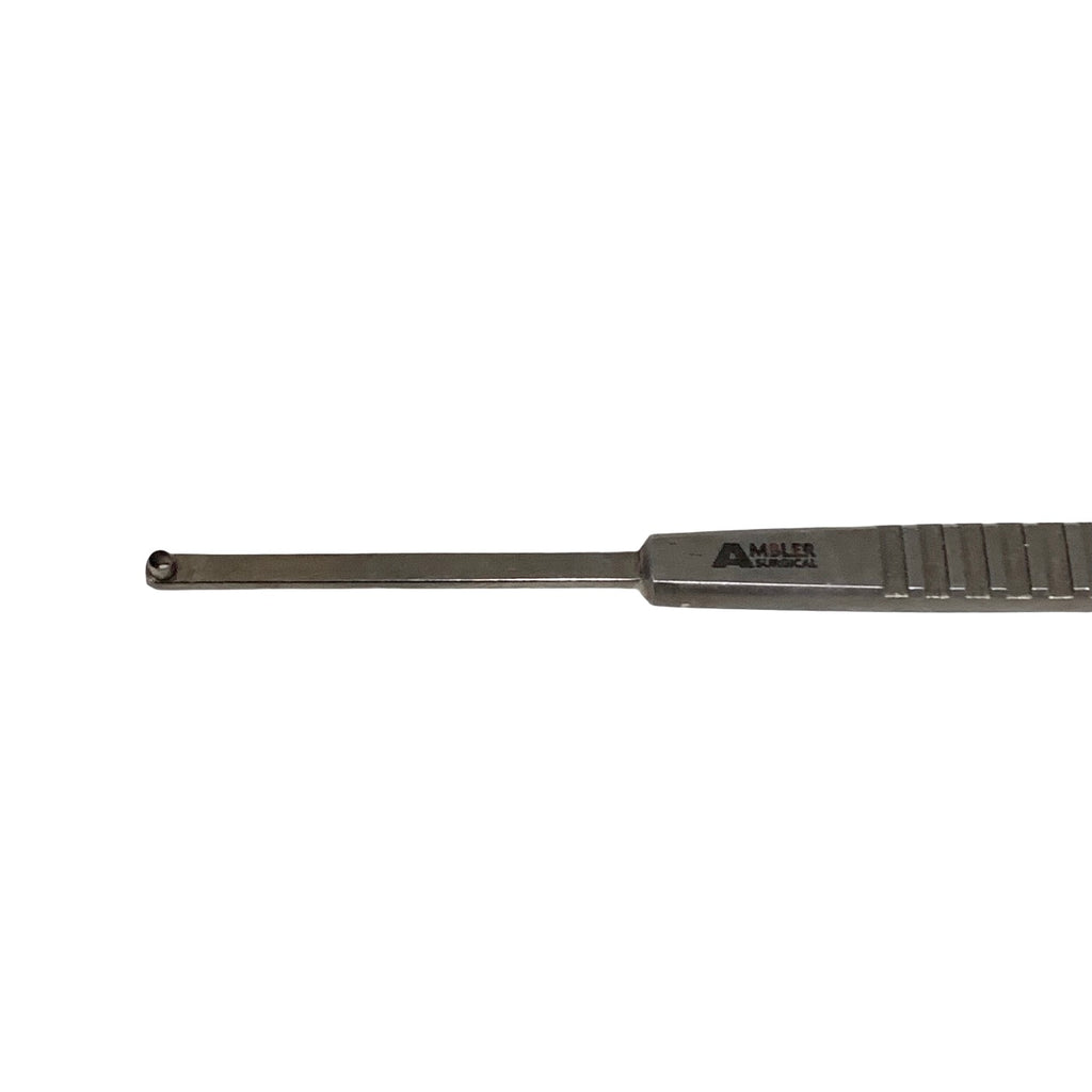 AMBLER REF 5436E O'Connor scleral depressor/marker 5 3/8'', double-ended, 3.0mm wide teardrop-shaped end and 1.5mm Gass marking end, flat handle