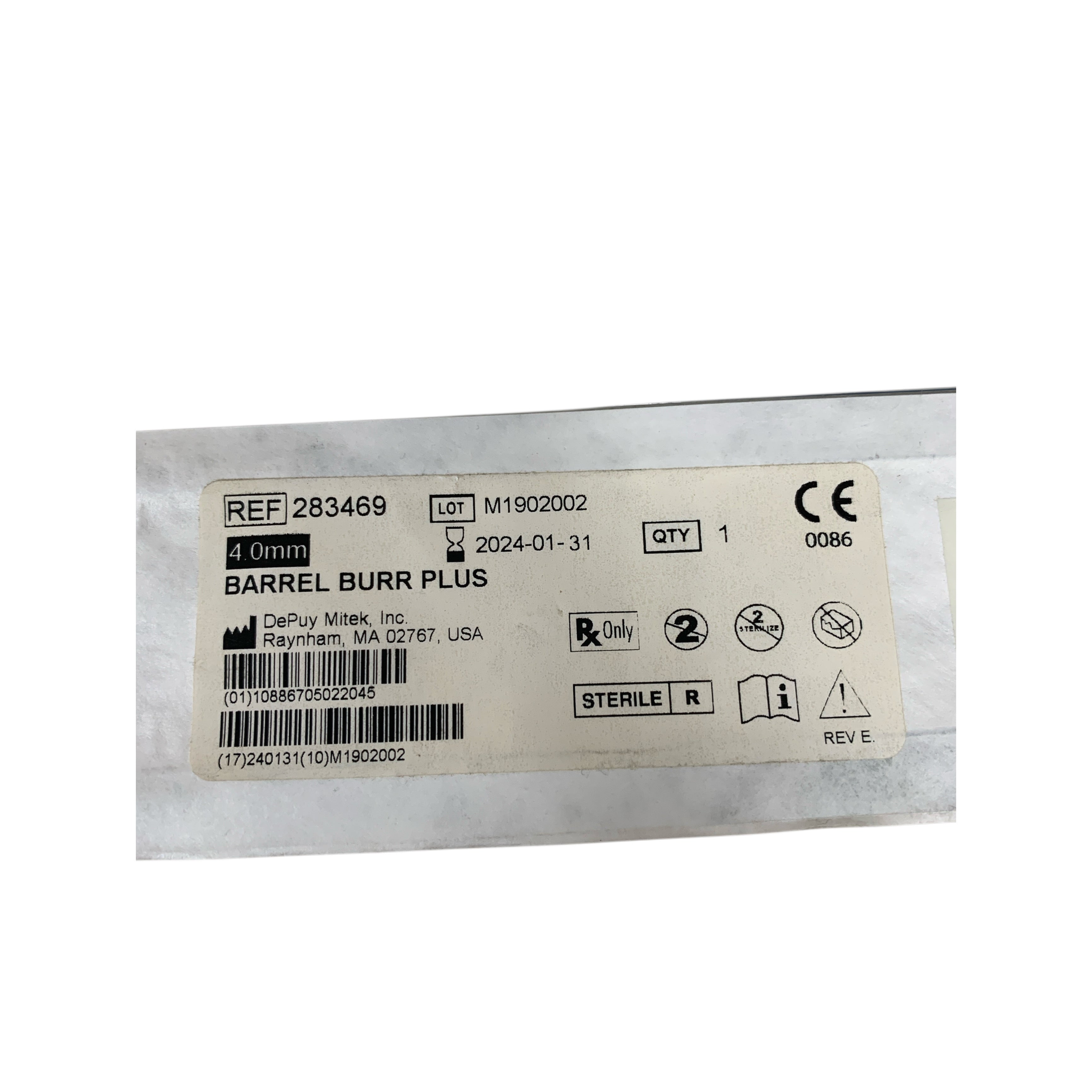 DEPUY MITEK 283469 4.0mm BARREL BURR PLUS Exp 2024 01