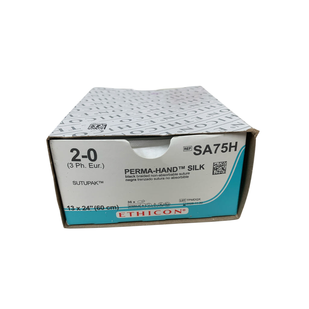 ETHICON SA75H PERMA-HAND SILK SUTURE 2-0 13X24IN NON-ABSORBABLE SUTUPAK 36PK EXP 2028 11