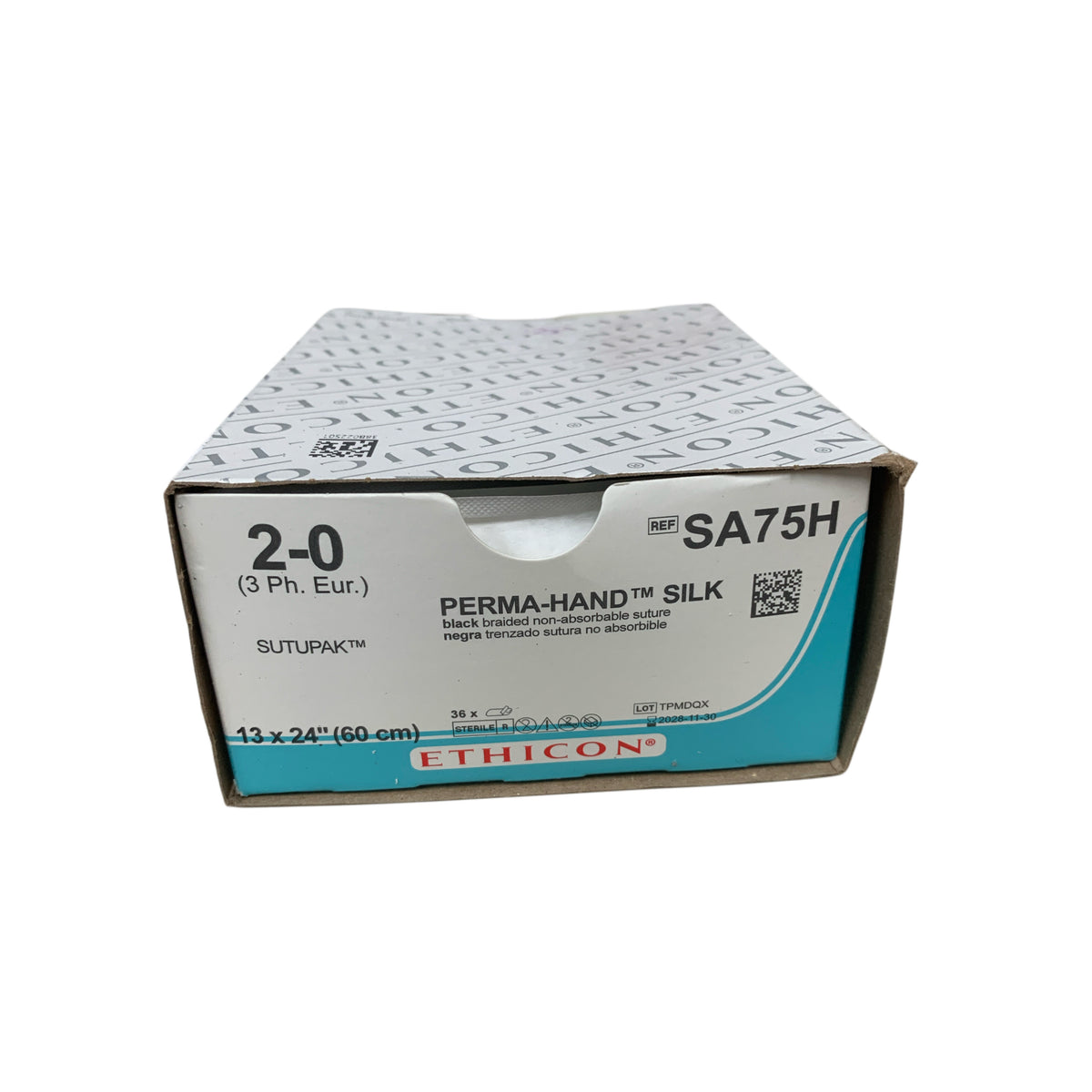 ETHICON SA75H PERMA-HAND SILK SUTURE 2-0 13X24IN NON-ABSORBABLE SUTUPAK 36PK EXP 2028 11