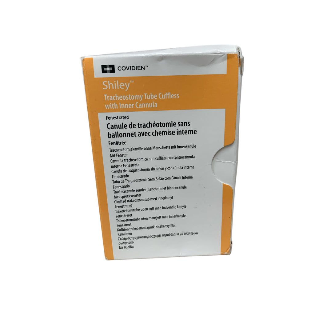 COVIDIEN REF 6CFN Shiley Tracheostomy Tube Cuffless with Inner Cannula Fenestrated 6.4 mm I.D., Exp.2029/08