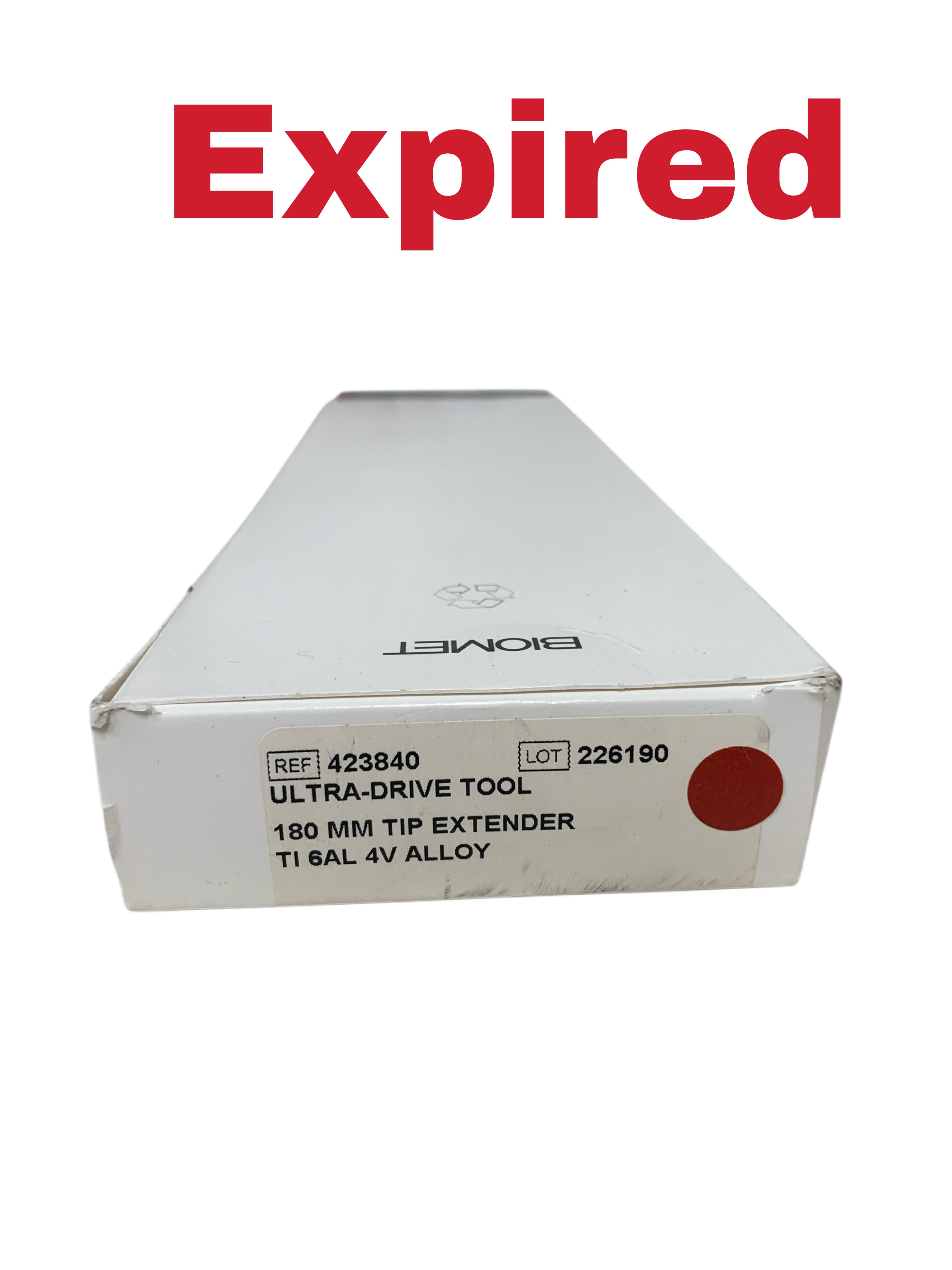 BIOMET REF 423840 ULTRA DRIVE TOOL 180 MM TIP EXTENDER TI 6AL 4V ALLOY Exp 2024 09