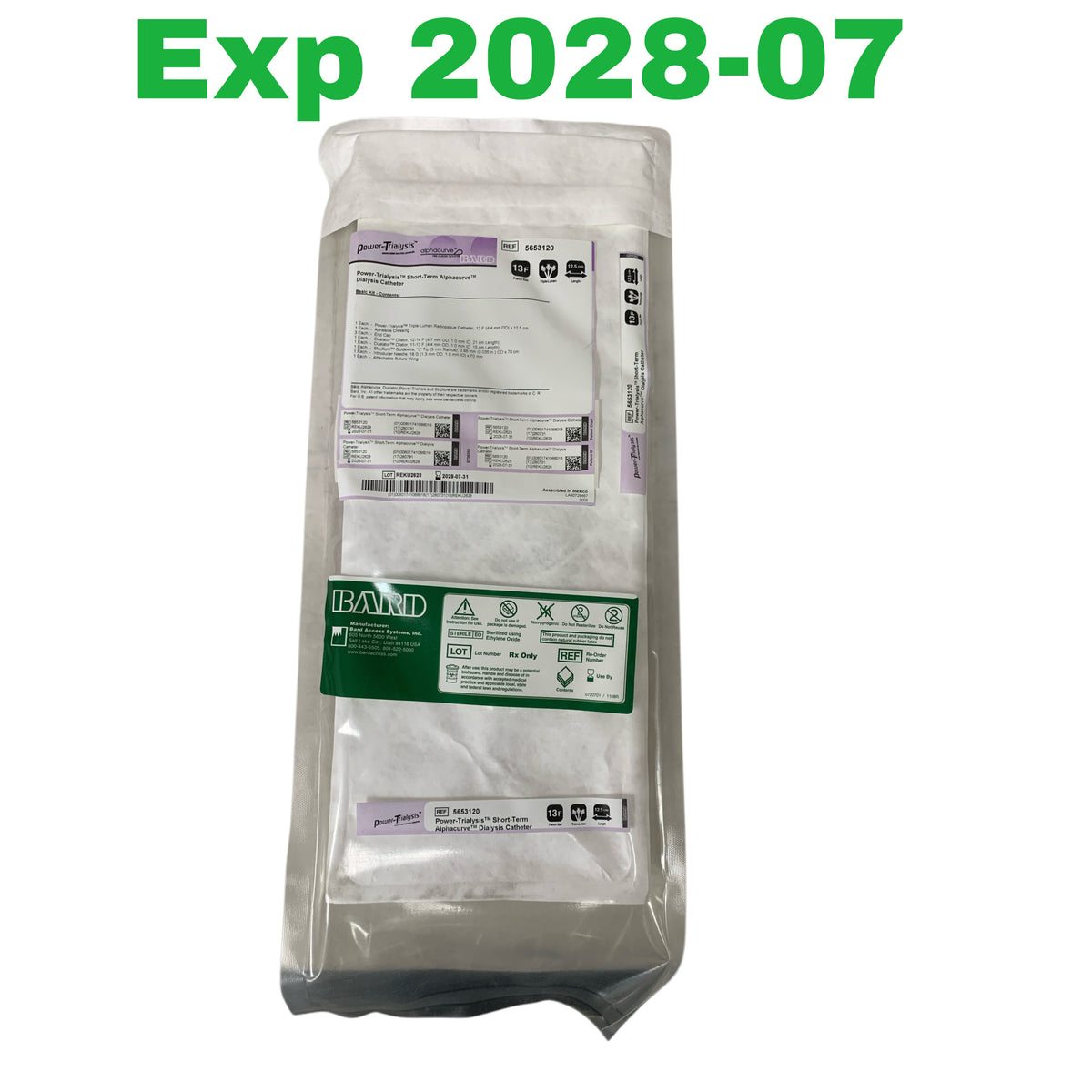 BARD 5653120 Power Trialysis Short-Term Alphacurve Dialysis Catheter Kit 13F Triple-Lumen 12.5 cm Exp 2028 07