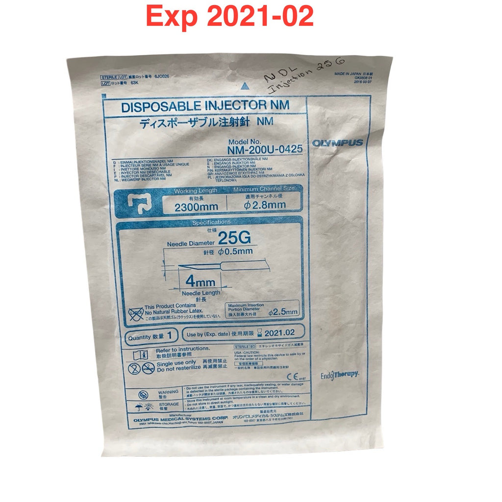 OLYMPUS NM-200U-0425 Disposable Injector NM 25G 4mm 2300mm Exp 2021 02