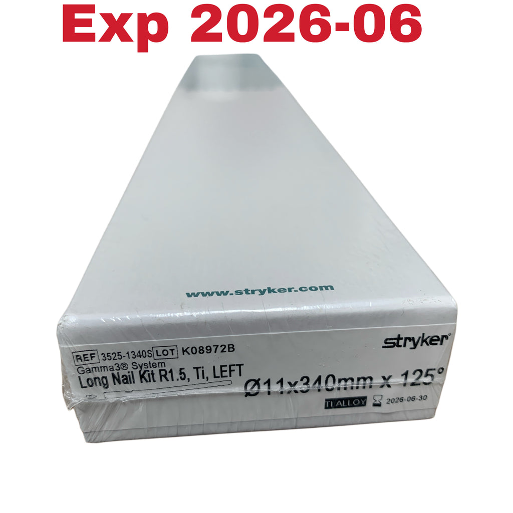 Stryker 3525-1340S Gamma3 System Long Nail Kit R1.5 Ti LEFT 11x340mm x 125 Exp 2026 06