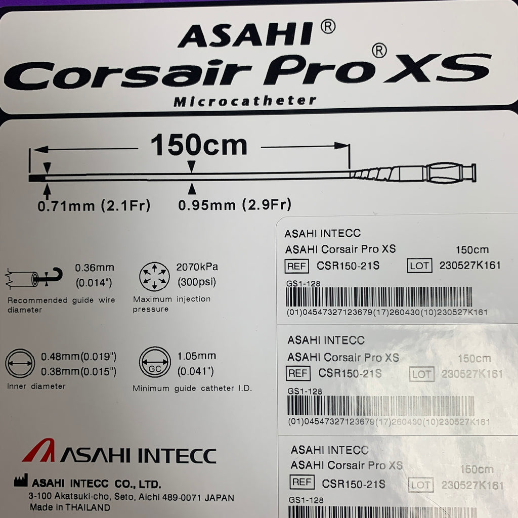 ASAHI INTECC CSR150-21S Corsair Pro XS Microcatheter 150cm 2.1Fr EXP 2026 04