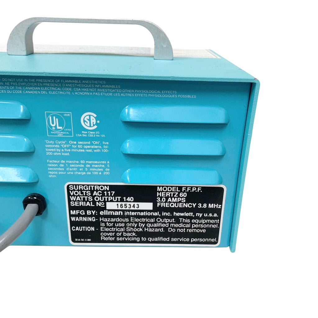 ELLMAN Surgitron FFPF EMC 3.8MHz Radiosurgery Electrosurgical Unit Generator with Foot Pedal Electrosurgical Unit
