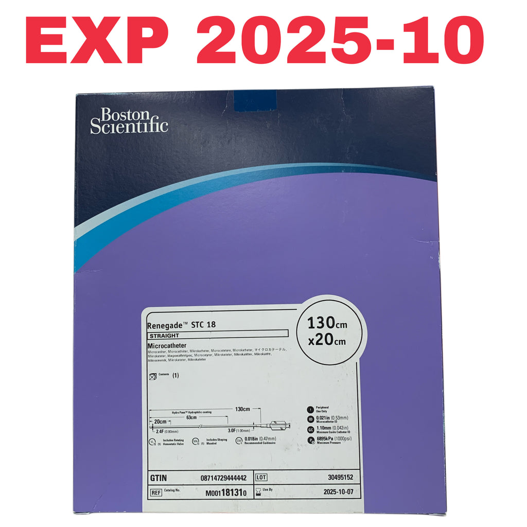 BOSTON SCIENTIFIC REF M001181310 Renegade STC 18 Straight Microcatheter 130cm x 20cm, Exp.2025/10