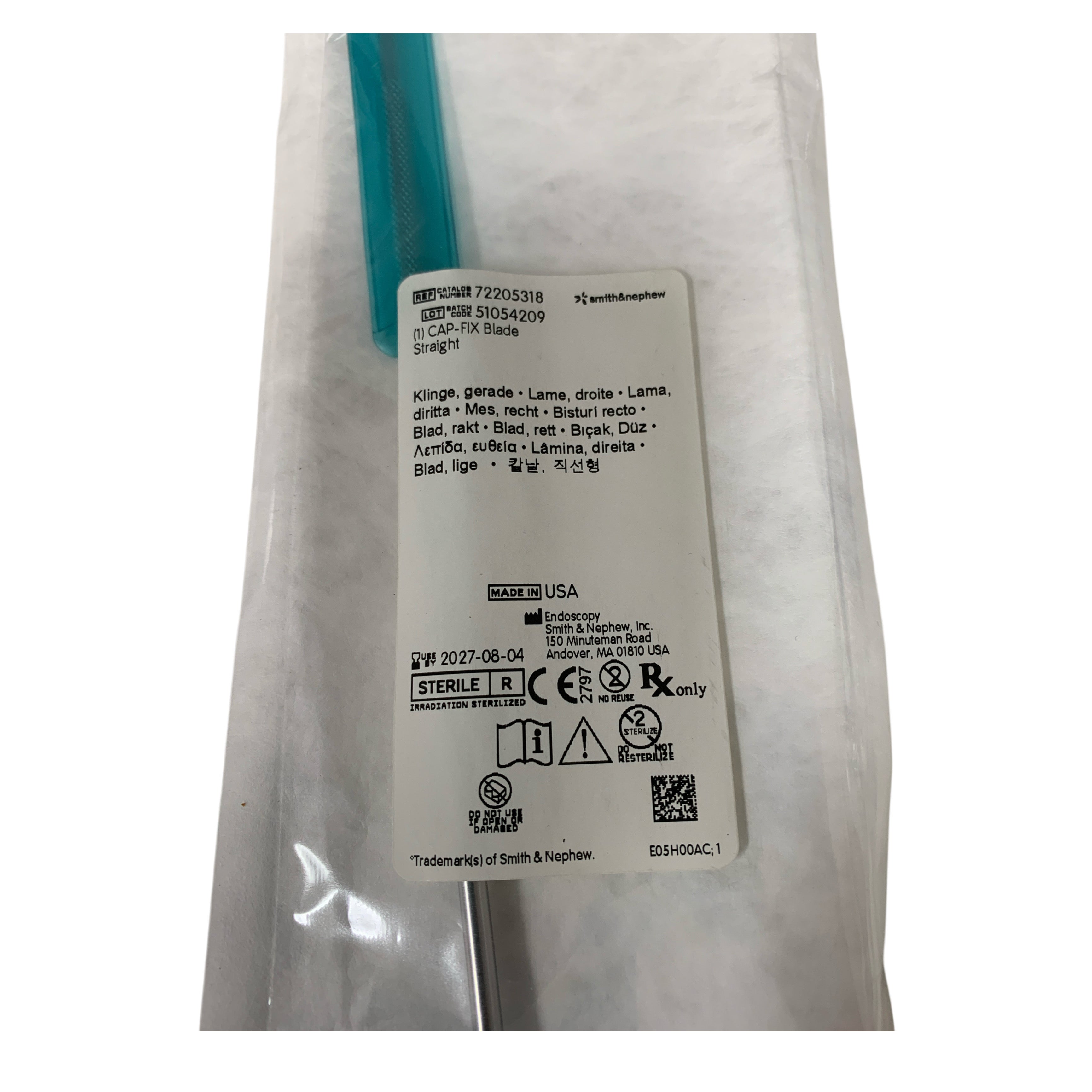 SMITH & NEPHEW REF 72205318 CAP-FIX Straight Blade, Exp.2027/08