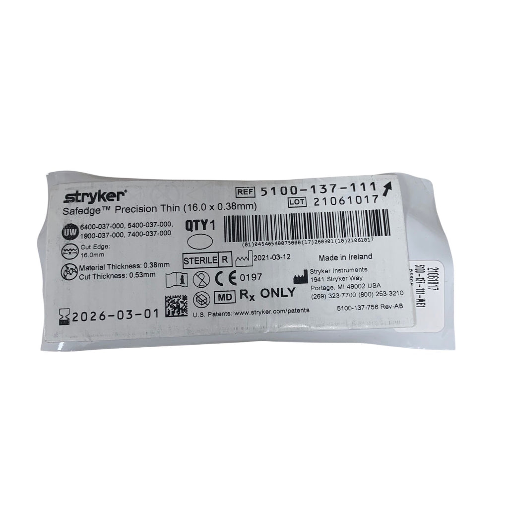 STRYKER 5100-137-111 Safedge Precision Thin 16.0 x 0.38mm Exp 2026 03