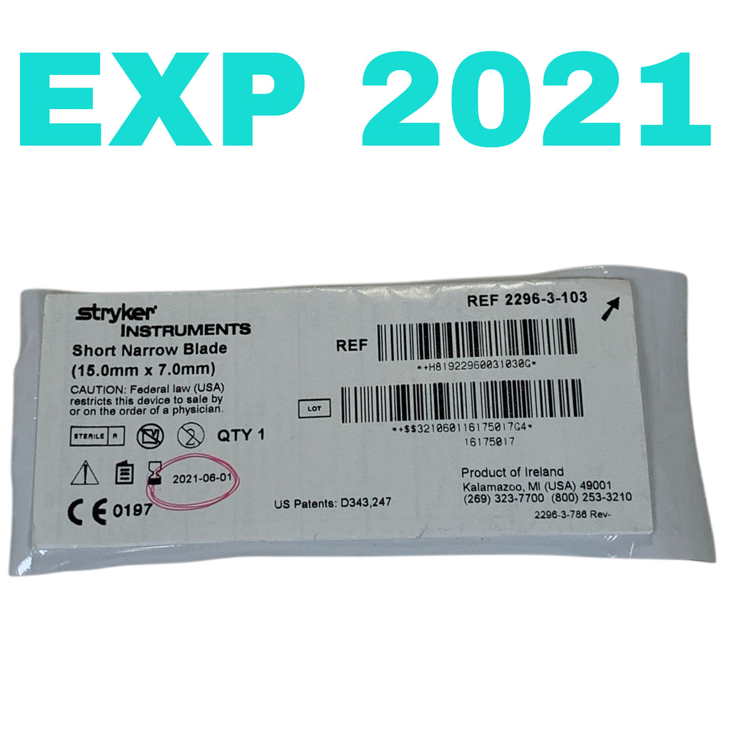 STRYKER REF 2296-3-103 Short Narrow Blade (15.0mm x 7.0mm), EXP.2021-06