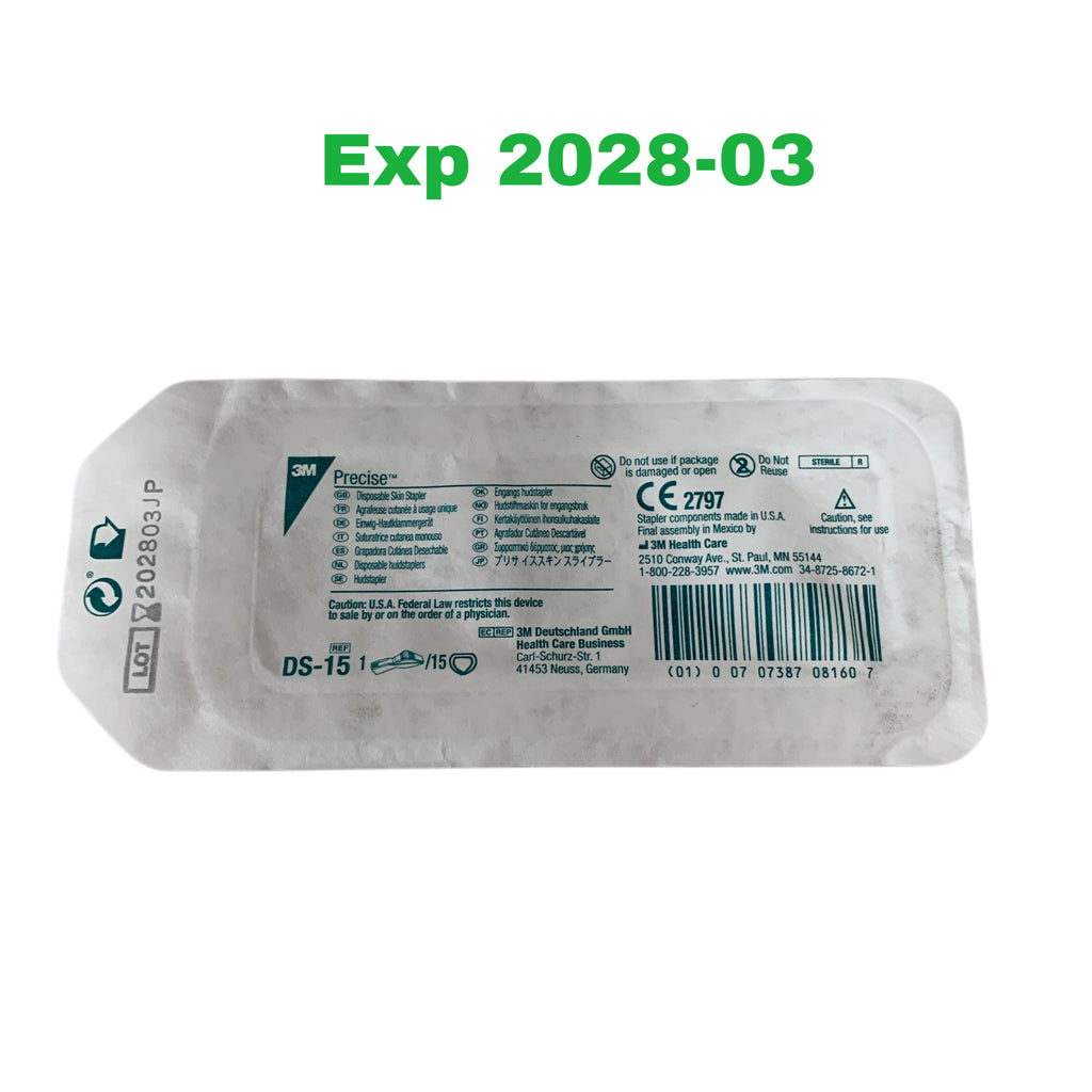 3M REF DS-15 Precise Disposable Skin Stapler (15 Staples/Pack), Exp.2028/03