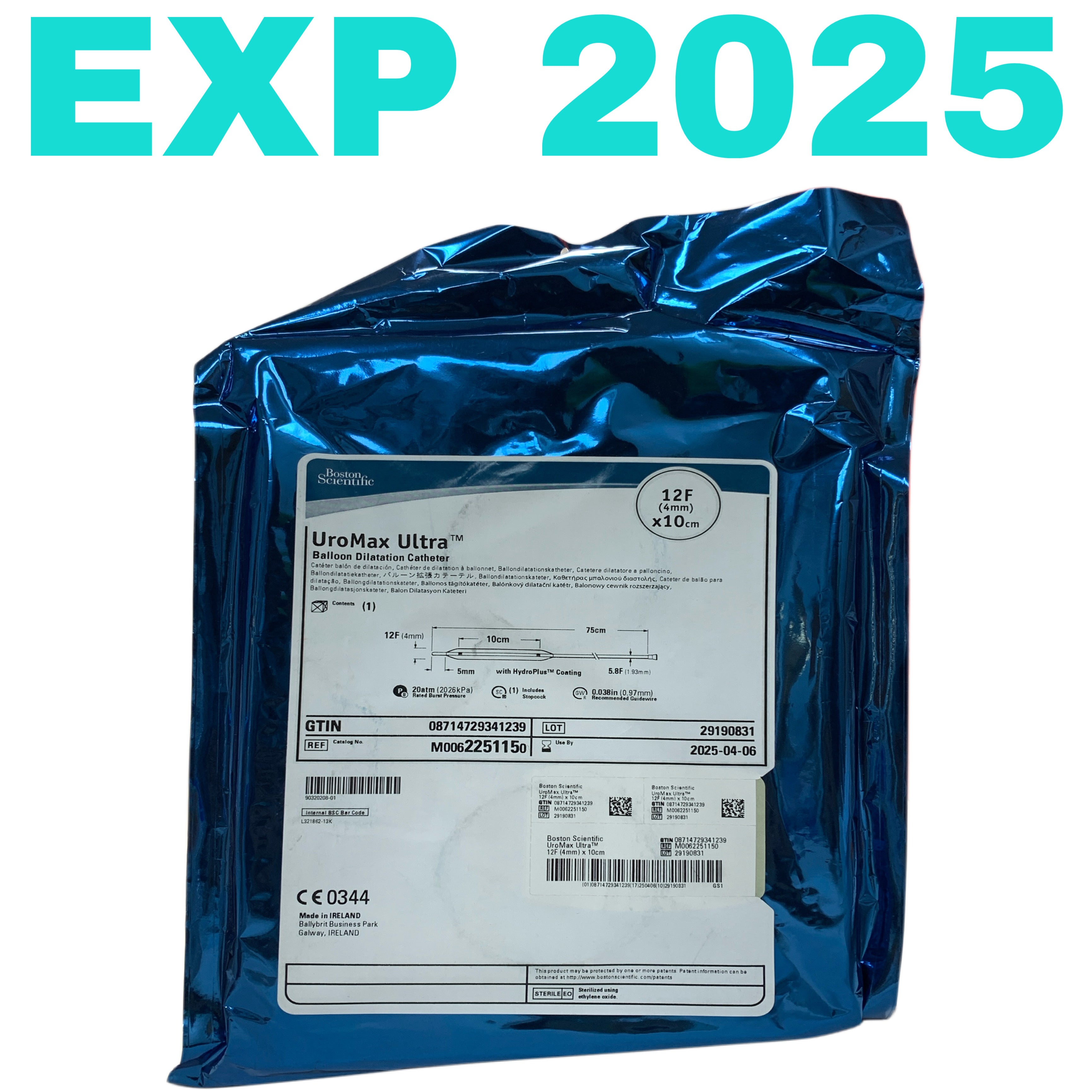 BOSTON SCIENTIFIC REF M0062251150 UroMax Ultra Balloon Dilatation Catheter 12F (4mm) x 10cm Exp.2025/04