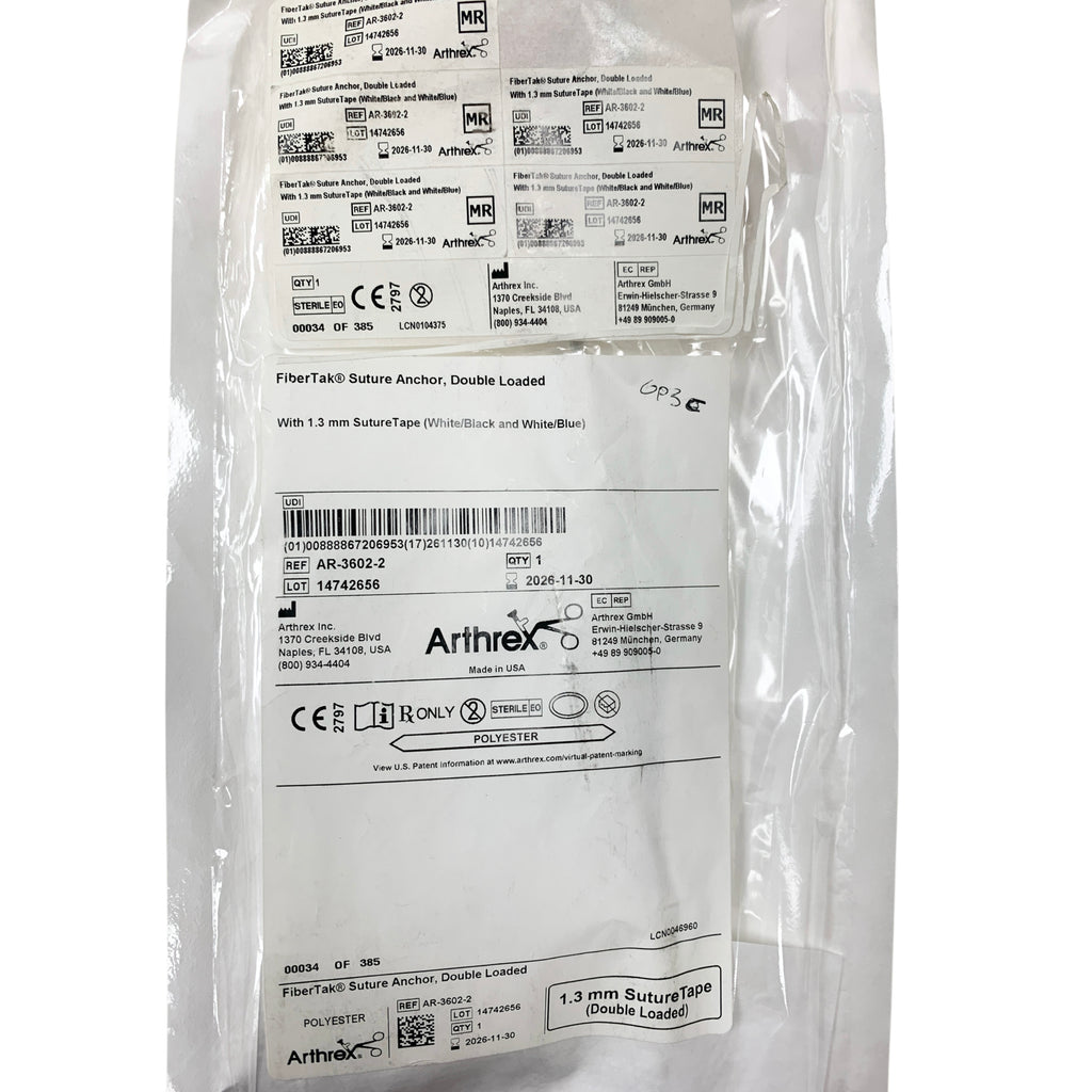 ARTHREX REF AR-3602-2 FiberTak Suture Anchor Double Loaded, Exp.2026/11