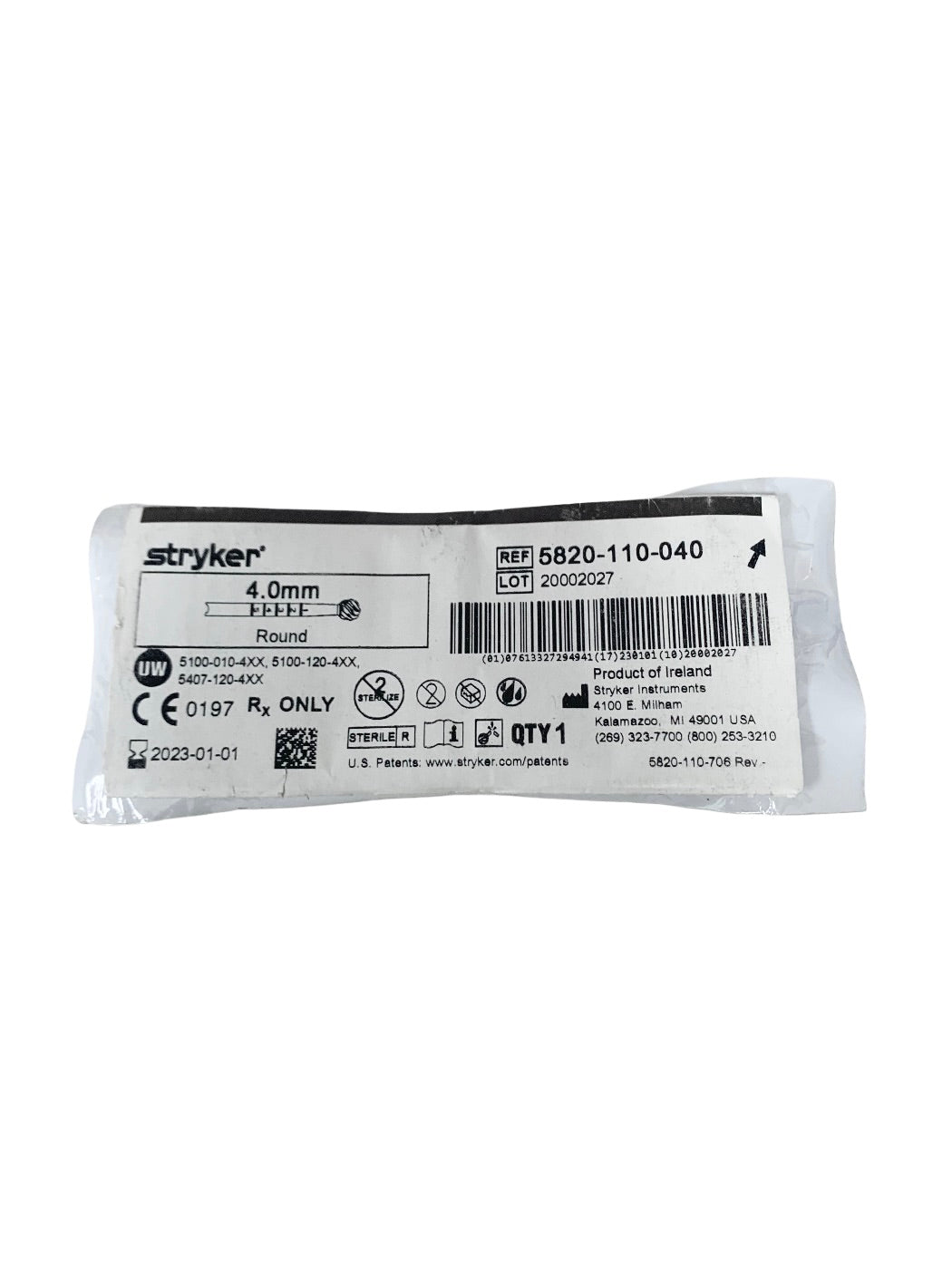 STRYKER REF 5820-110-040 4.0mm Round, 2023-10
