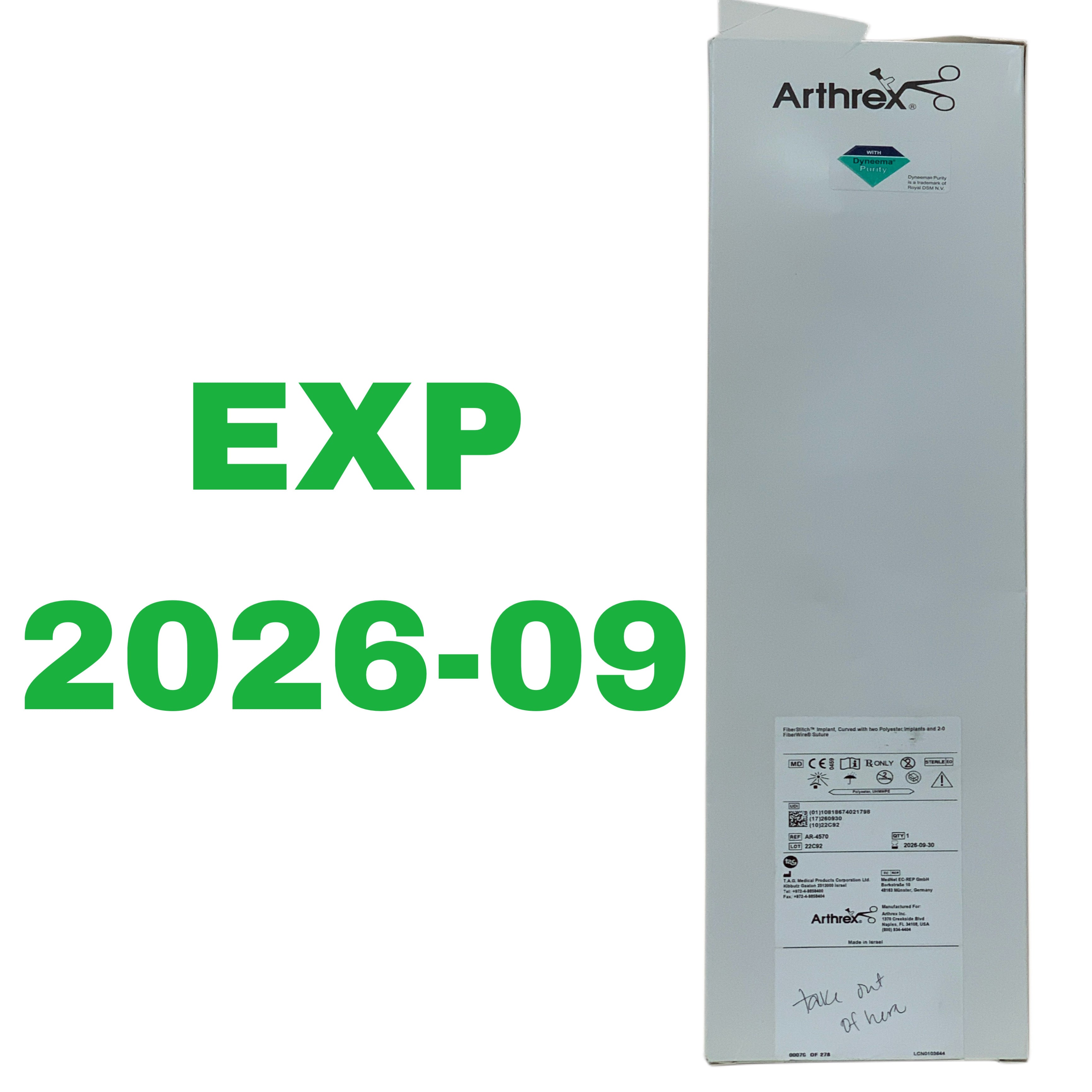 ARTHREX REF AR-4570 FiberStitch Implant, Curved with Two Polyester Implants and 2-0 FiberWire Suture, Exp.2026/09