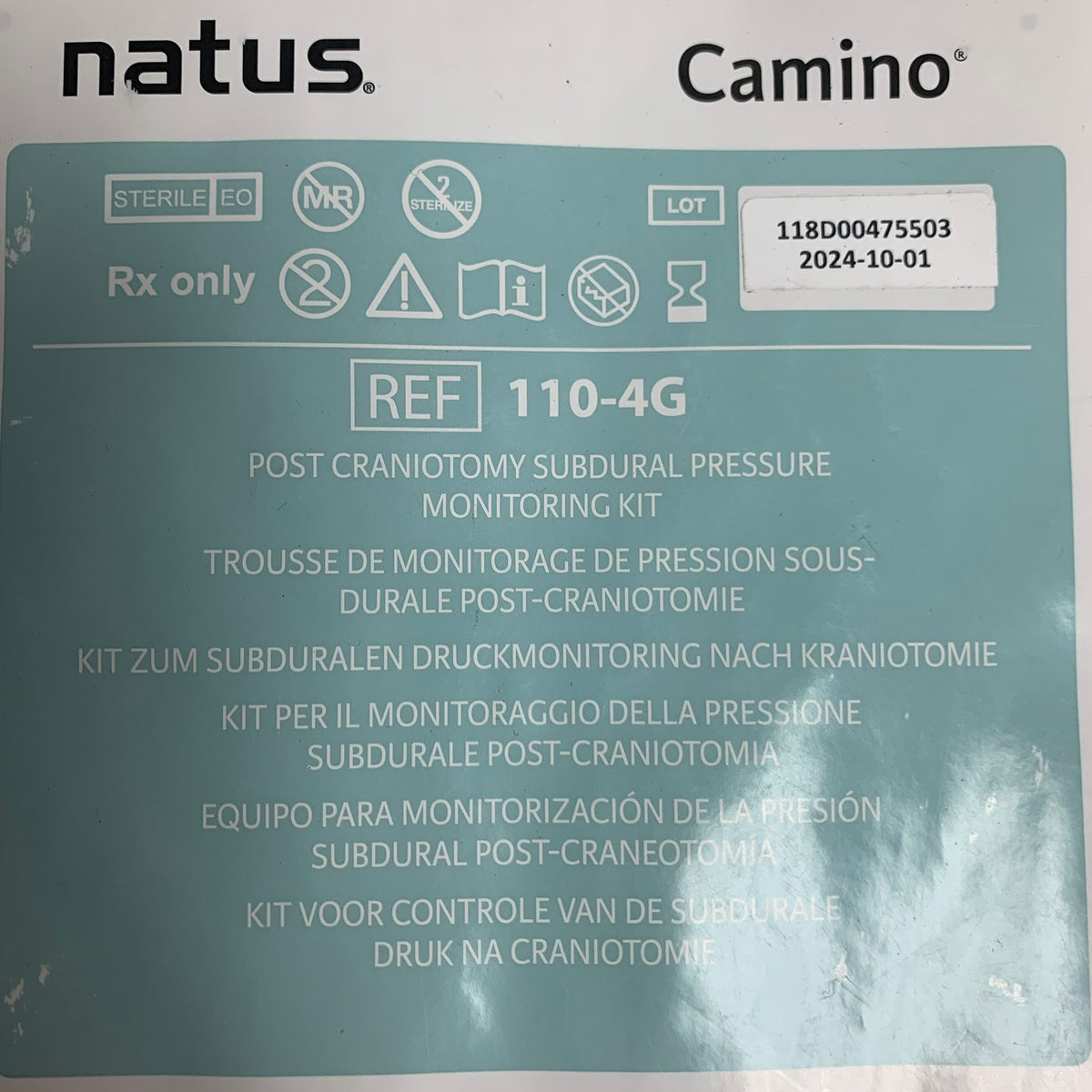 NATUS MEDICAL 110-4G Post Craniotomy Subdural Pressure Monitoring Kit EXP 2024 10