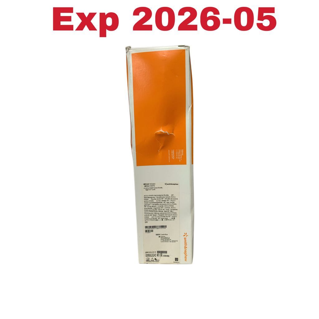 SMITH & NEPHEW 7210424 ACCU PASS Suture Shuttle Right 45 Curve Exp 2026 05