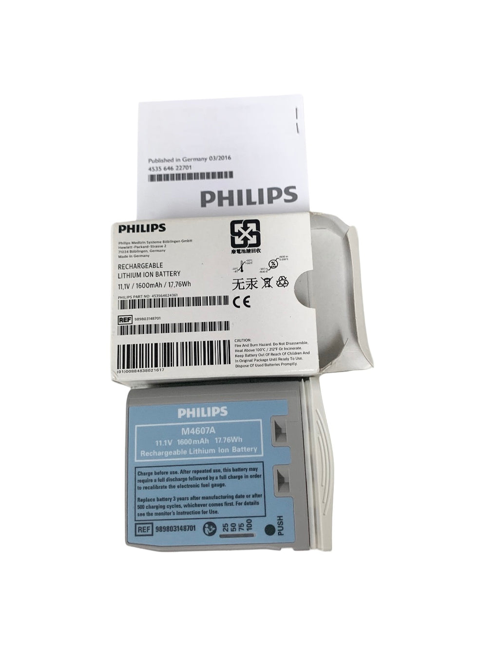 PHILIPS REF M4607A 11.1V 1600 mAh 17.76Wh Rechargeable Lithium Ion Battery - NEW Open