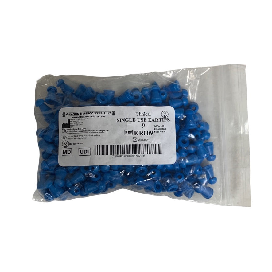 GRASON AND ASSOCIATES LLC KR009 Clinical Single Use Eartips 9 mm Pack Of 100 Pcs Exp 2030 12